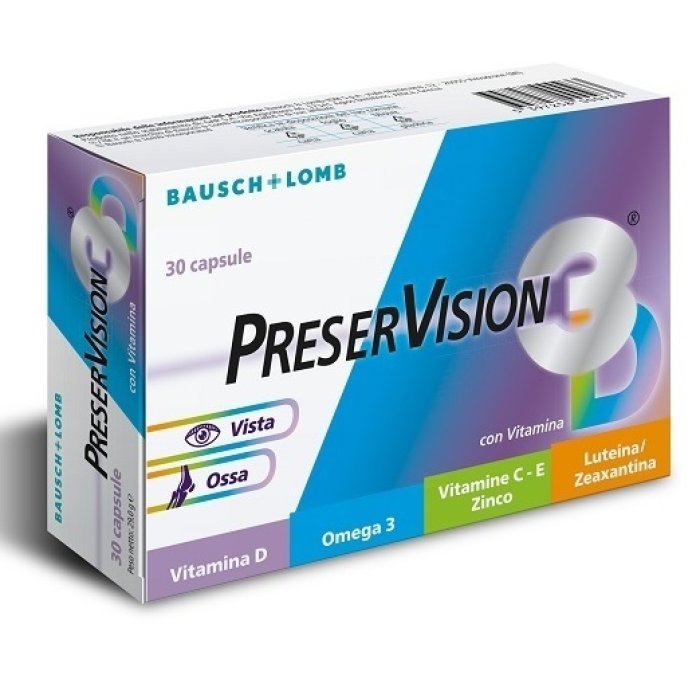 Bausch+Lomb PreserVision - 3D Integratore Alimentare Vista e Ossa 30 Capsule Molli