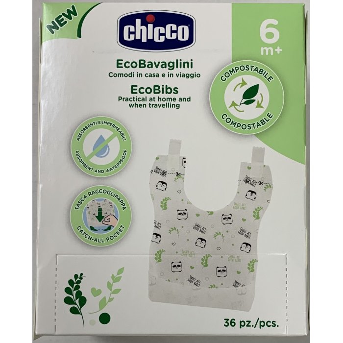 Bavaglini Monouso Compostabili 36 pz 6M+ Chicco Artsana 
