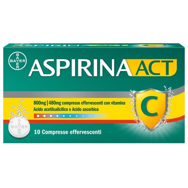 Aspirina Act 800 mg + 480 mg con Vitamina C 10 compresse effervescenti