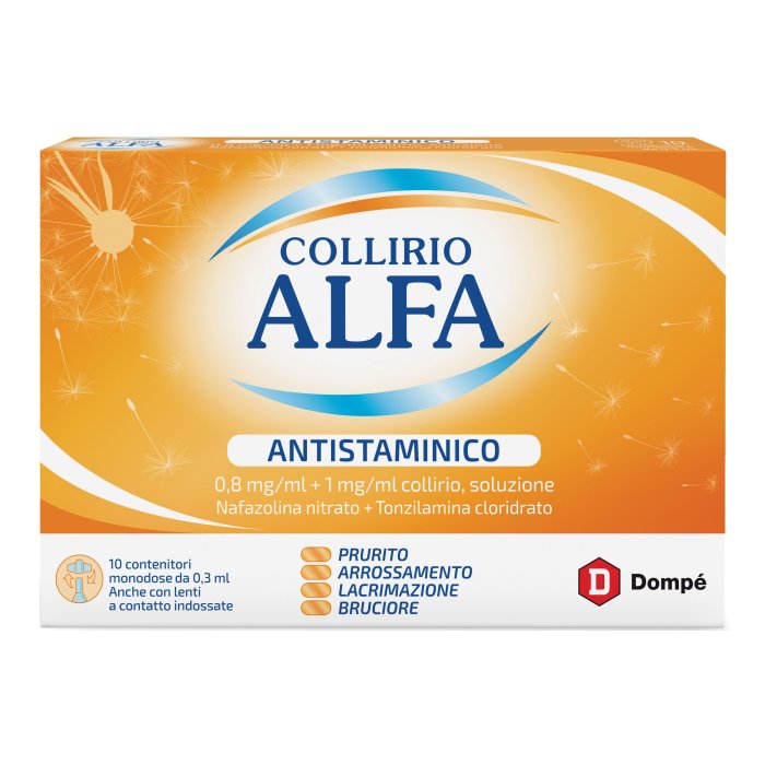 Collirio Alfa Antistam 0,8 Mg/Ml + 1 Mg/Ml Collirio, Soluzione 10 Contenitori Monodose 0,3 Ml