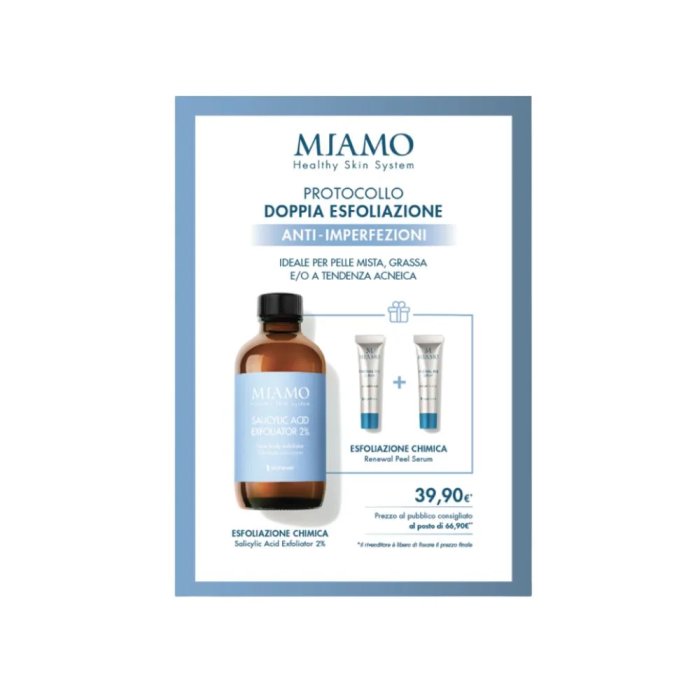 Miamo Protocollo Doppia Esfoliazione Anti Imperfezioni Salicylic Acid Exfoliator 2% + Renewal Pelle Serum 2 x 5ml