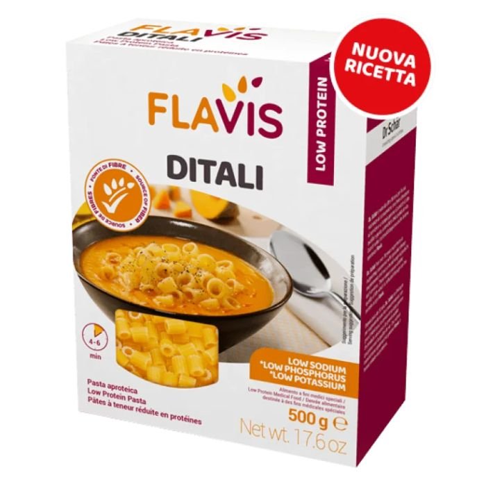 Flavis pasta ditali aproteica 500 g promo ideale per diete ipoproteiche e insufficienza renale