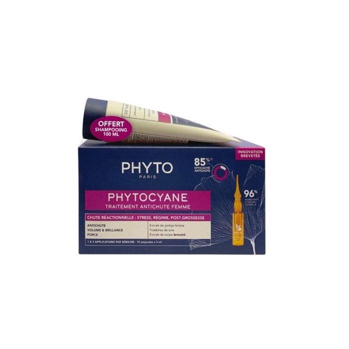 Phyto - Phytocyane Kit Donna Caduta Temporanea Confezione 12 Fiale da 5 Ml + Shampoo 100 Ml
