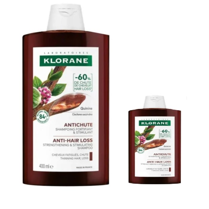 Klorane shampoo chinina 400 ml + 100 ml - shampoo fortificante anticaduta