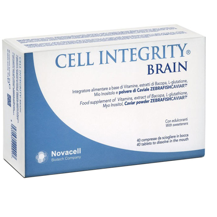 CELL Integrity Brain Integratore alimentare a base di vitamine, bacopa, L-glutatione, mio inositolo e polveredi caviale ZEBRAFISHCAVIAR 40 Cpr