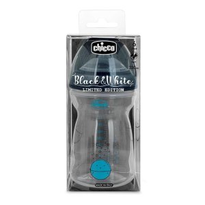 Chicco Artsana Biberon Natural Feeling 6m+ Flusso Rapido Black & White Limited Edition 330 ml