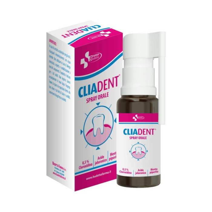 Budetta Farma Prodotti per Igiene Orale CliaDent Spray Orale disinfettante e Lenitivo 20 ml