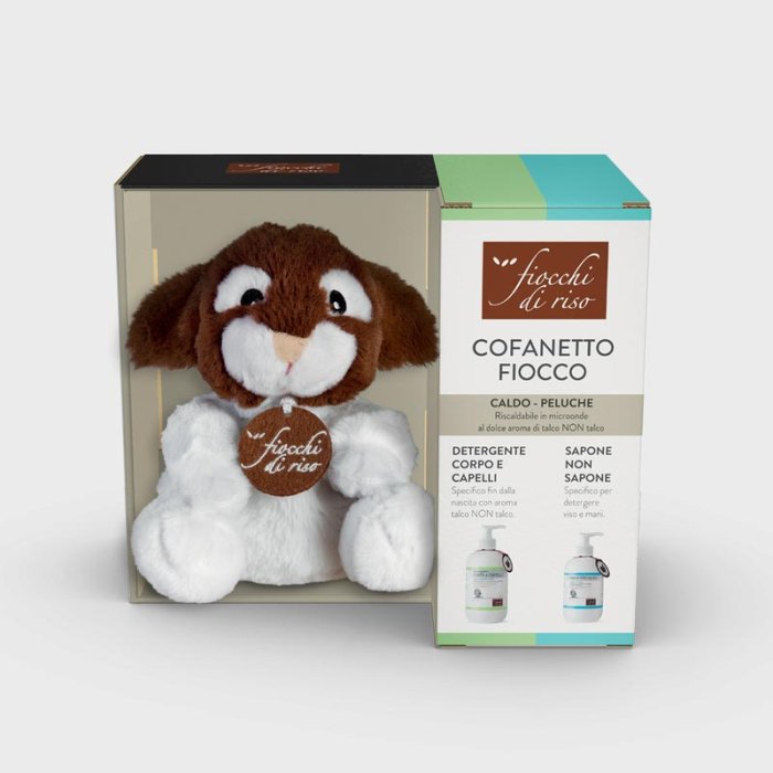 FDR Fiocchi di Riso Cofanetto Fiocco Detergente Corpo Sapone non Sapone e Coniglietto di Peluche