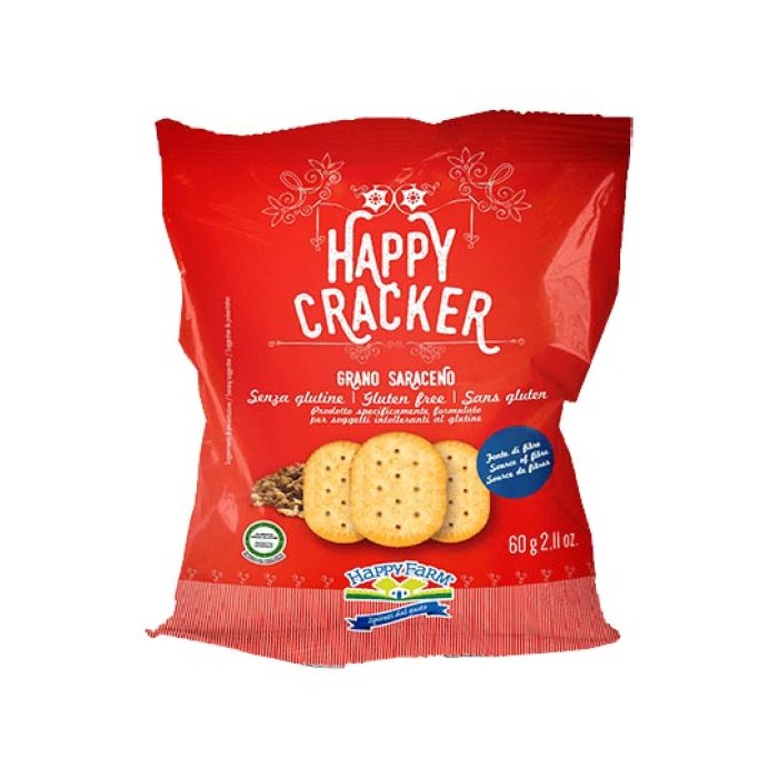 Happy Farm Alimenti senza Glutine Sostituti del Pane Crackers Grano Saraceno Fragranti e Gustosi 60 g
