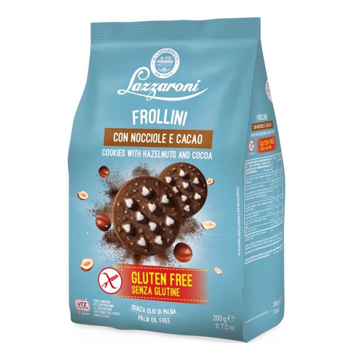 Lazzaroni Biscotti e Dolcezza Frollini Fragranti Cacao e Nocciole Senza Glutine 200 g