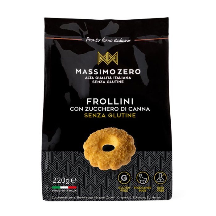Massimo Zero Alimenti senza Glutine Prodotti da Forno Frollini con Zucchero di Canna 220 g