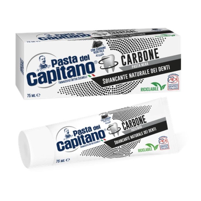 Ciccarelli Salute Dentale Quotidiana  Pasta Del Capitano Dentifricio Carbone Vegetale Attivo Pasta Ners 75 ml
