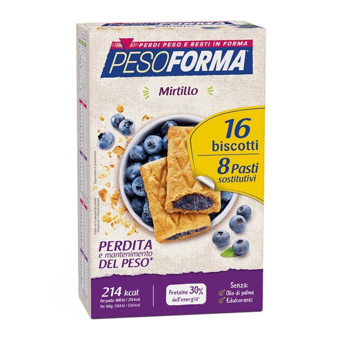 Pesoforma Benessere e Forma Fisica Biscotti Mirtilli 8 Pasti 16 Biscotti 