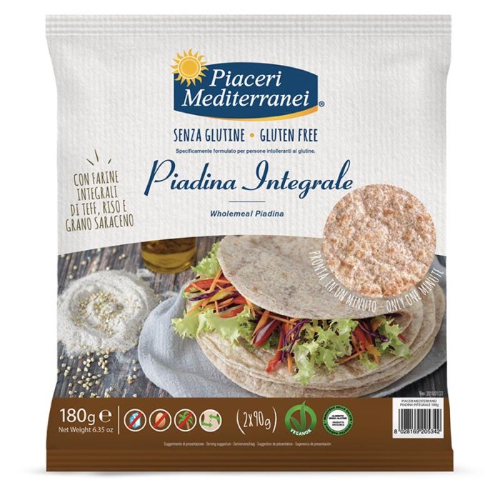 Eufarma Linea Senza Glutine Piaceri Mediterranei Pane e Forno Piadina Integrale 180 g