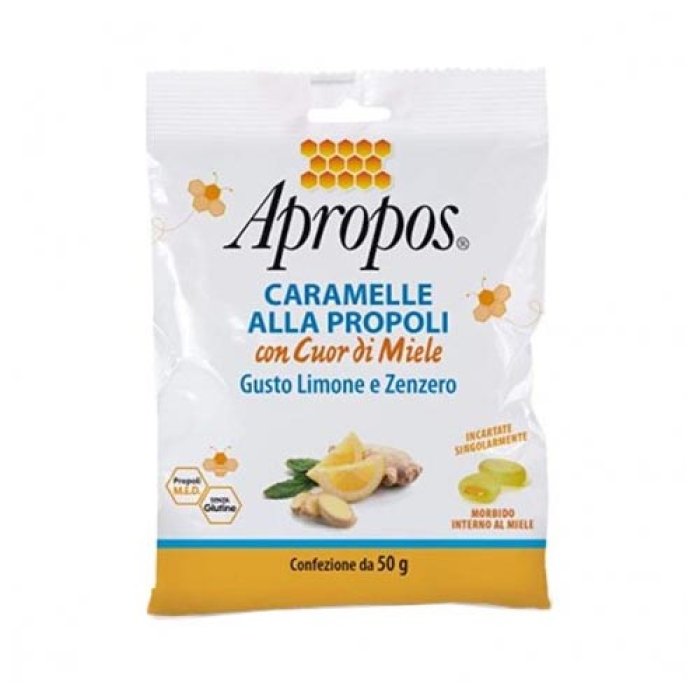 Apropos Integratori Alimentari Caramelle Dure Gusto Limone e Zenzero 50 g