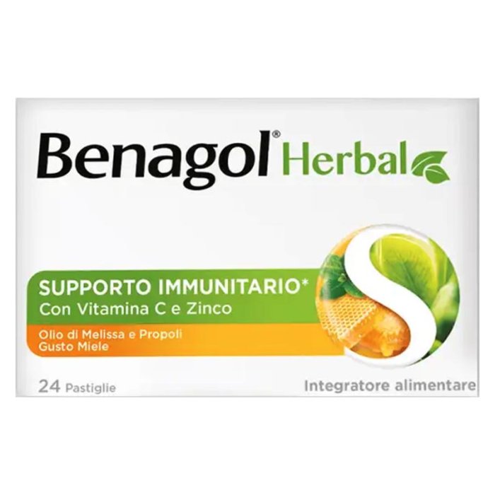 Benagol Salute e Benessere della Gola Herbal 24 Pastiglie solubili Miele
