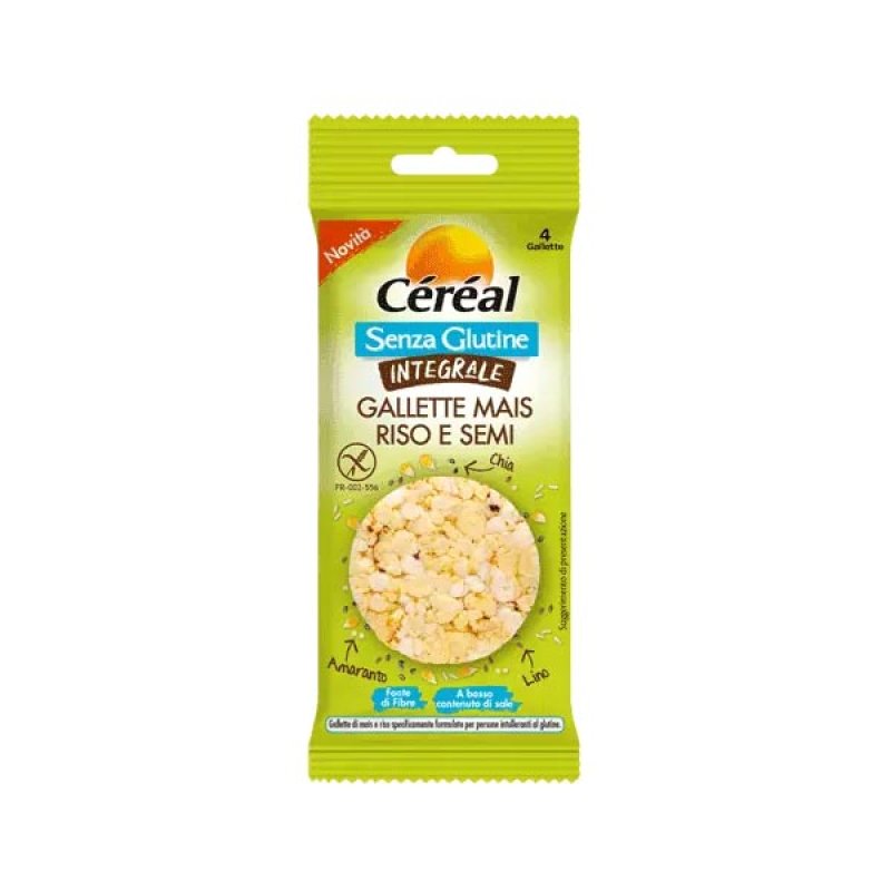 Cereal Alimenti Deliziosi senza Glutine Gallette Integrali Riso Mais e Semi 11 g