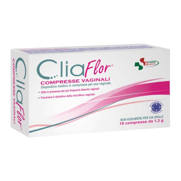 Budetta Farma Prodotti per Igiene Intima CliaFlor Protezione della Mucosa 10 Compresse Vaginali