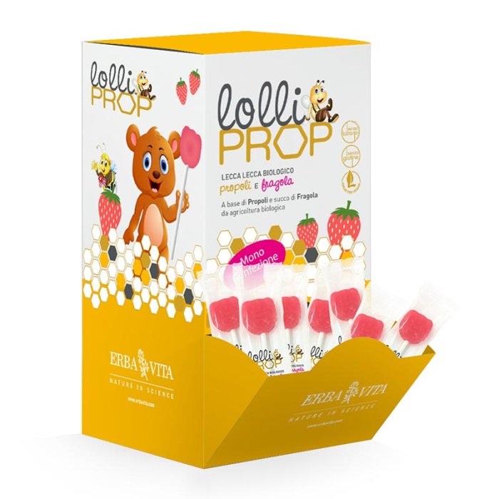 Erba Vita Integratori alimentari a Base Vegetale Propoli EVSP Lolliprop Gusto Fragola 4,5 g