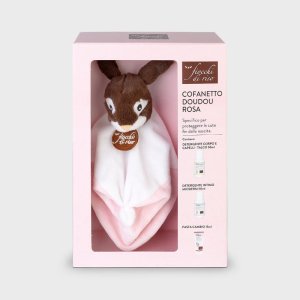 Cofanetto Doudou Rosa per Cute Delicata con Detergente Corpo e Capelli Detergente Intimo Pasta Cambio Peluche Doudou Rosa