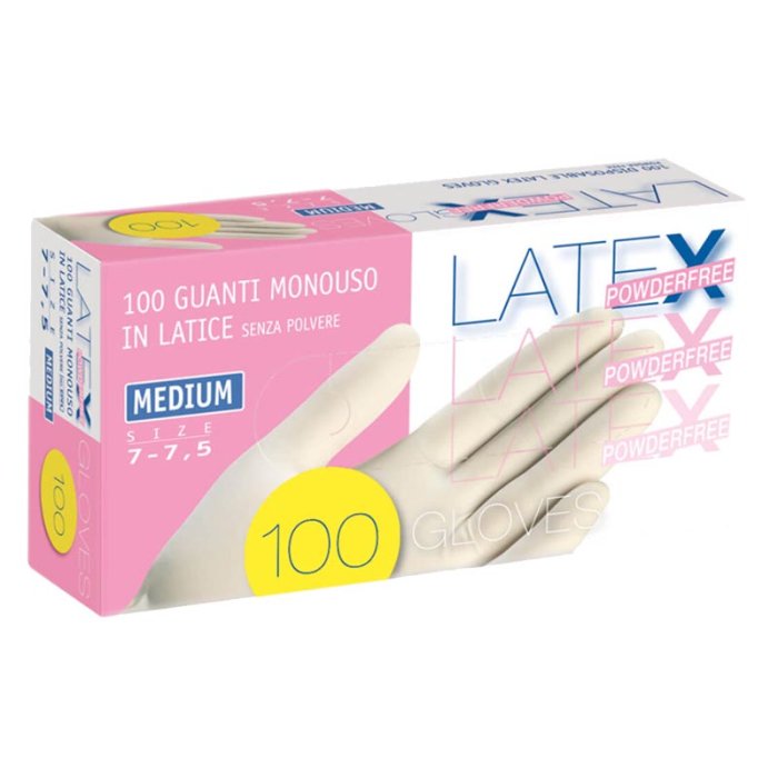 Icoguanti Supporti di protezione Professionale Guanti in Lattice senza polvere Taglia Media 100 pezzi