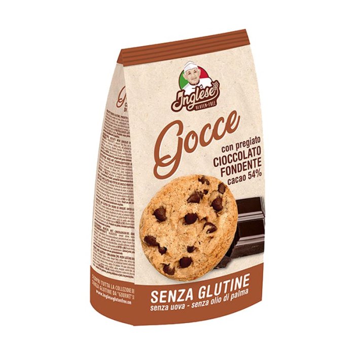 Gaia Alimenti senza Glutine Inglese Gluten Free Ciocco Dark Frollini con gocce di Cioccolato 150 g