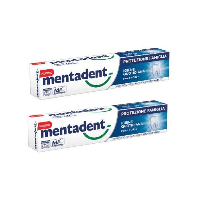 Unilever Italia Igiene Dentale Mentadent Dentifricio Protezione Famiglia Bianco Quotidiano 2x75 ml Promo