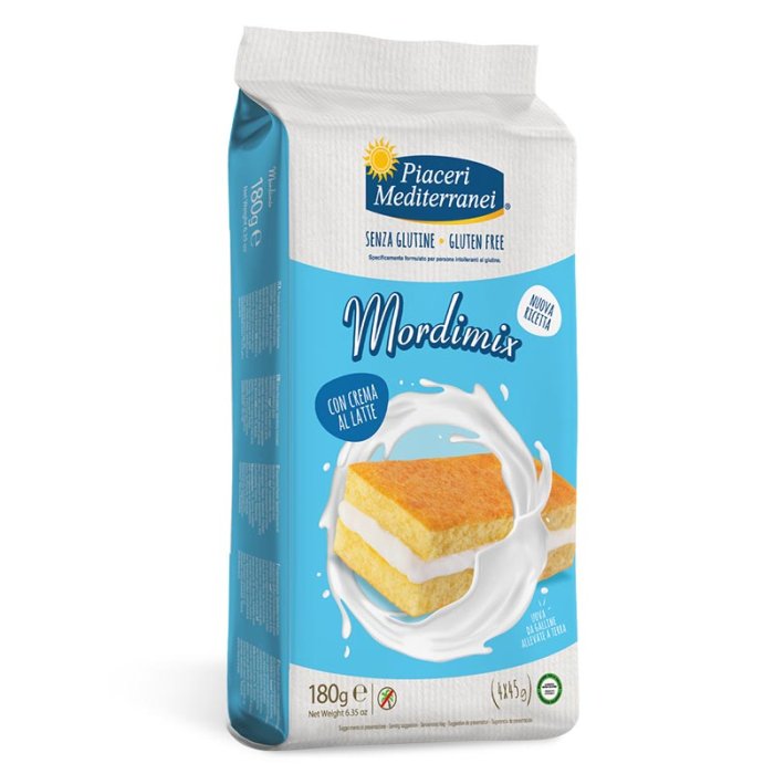 Eurospital Piaceri Mediterranei Alimenti senza Glutine Mordimix Merende al Latte 4 x 40 g