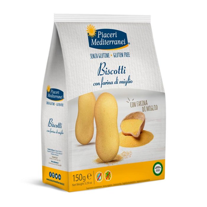 Eufarma Linea Senza Glutine Piaceri Mediterranei Biscotti e Pasticceria Biscotti con Farina di Miglio 150 g
