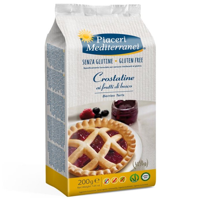 Eufarma Linea Senza Glutine Piaceri Mediterranei Crostatina con Marmellata di Frutti di Bosco 4 X 50 g