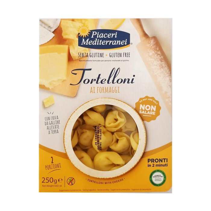 Eurospital Piaceri Mediterranei Alimenti senza Glutine Tortelloni ai Formaggi 250 g