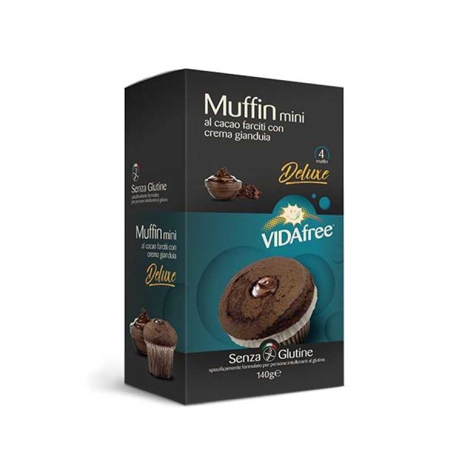 Vidafree Alimenti senza Glutine Mini Muffin Cacao e Crema Gianduia 4x35 g Vidafree Alimenti senza Glutine Mini Muffin Cacao e Crema Gianduia 4x35 g