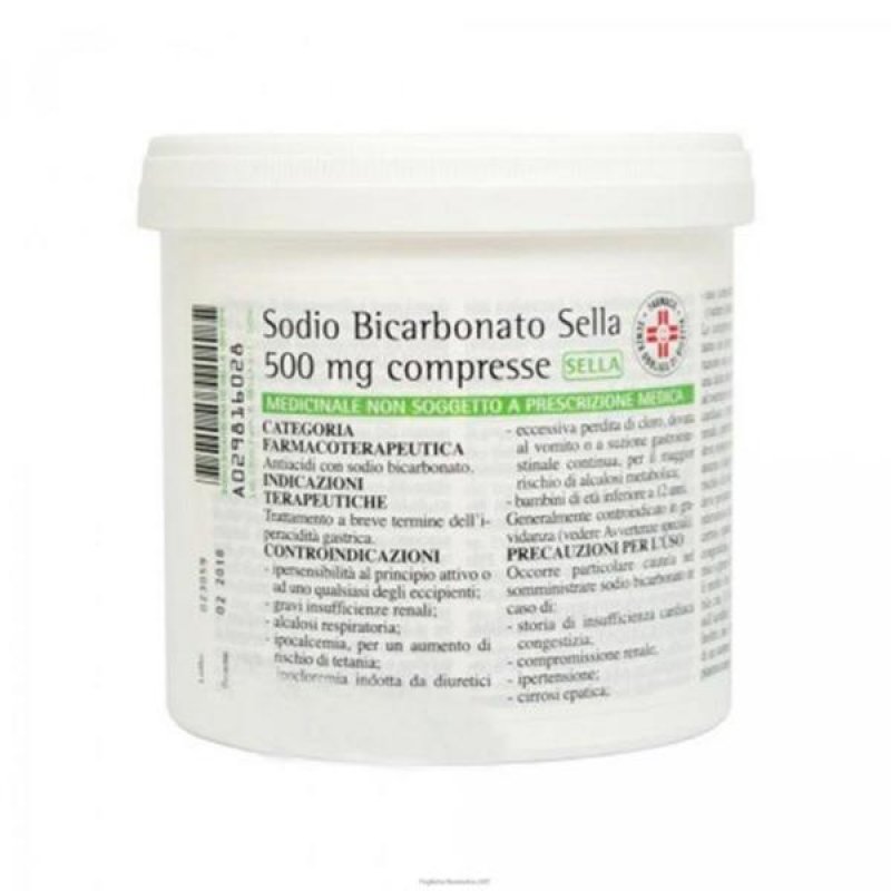 Bicarbonato di sodio 500 milligrammi 1000 compresse SELLA per digestione e acidità di stomaco