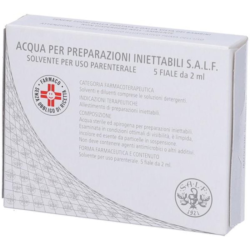 Acqua per preparazioni iniettabili SALF 5 fiale da 2 ml - acqua sterile per uso parenterale