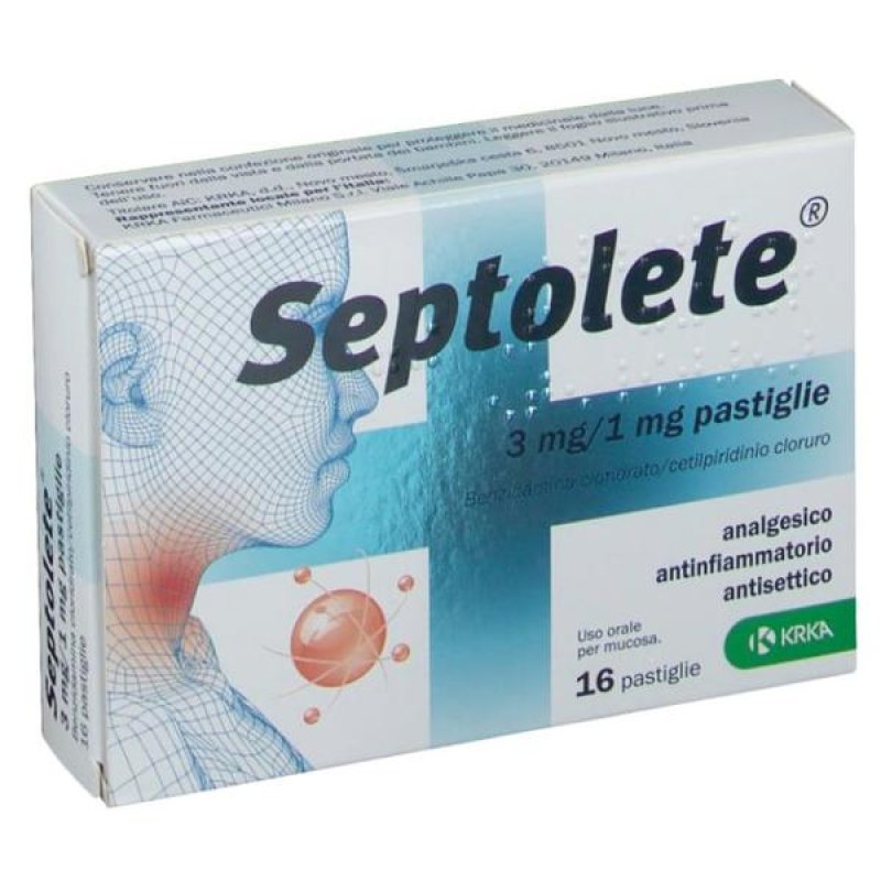 Septolete Pastiglie per il Mal di Gola Gusto Cola 16 Pastiglie 3 Milligrammi + 1 Milligrammo