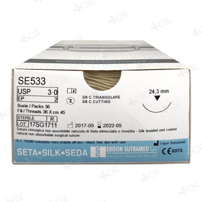 Ago per sutura in seta calibro 3-0 sterile monouso – 1 pezzo