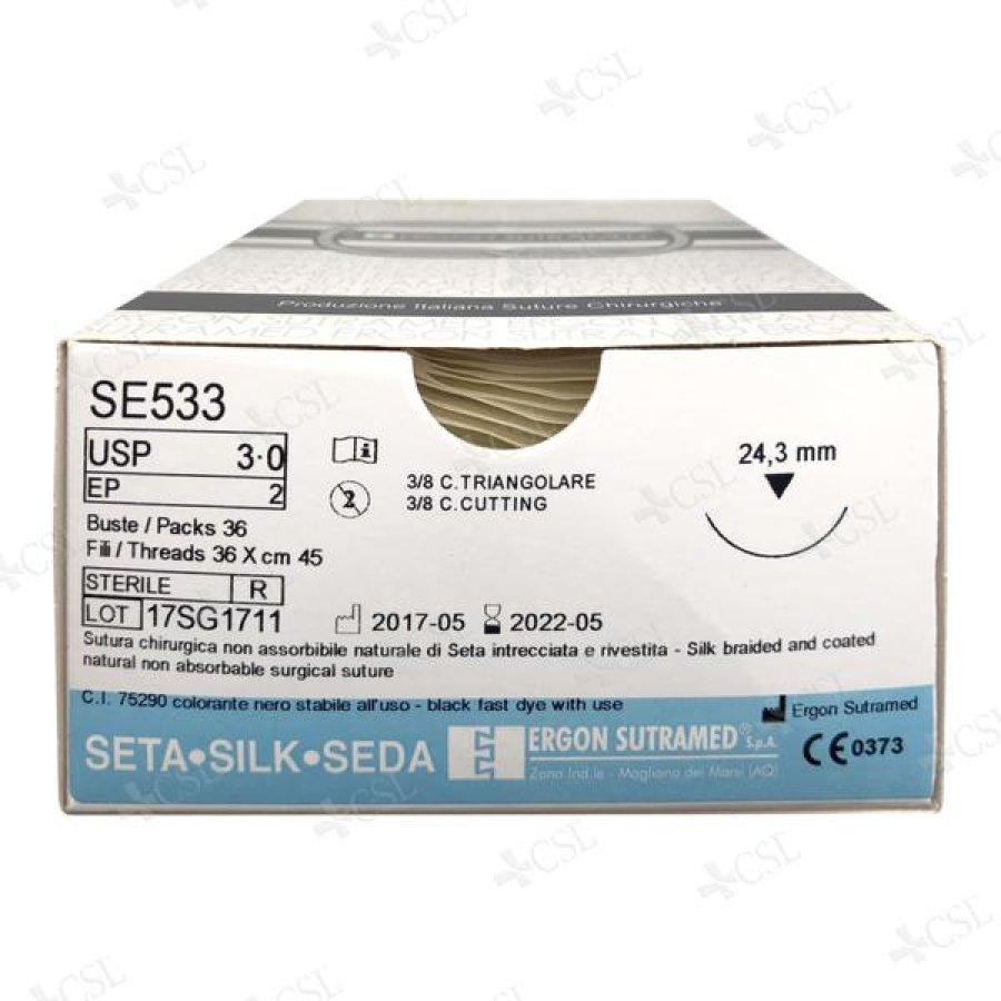 Ago per sutura in seta calibro 3-0 sterile monouso – 1 pezzo