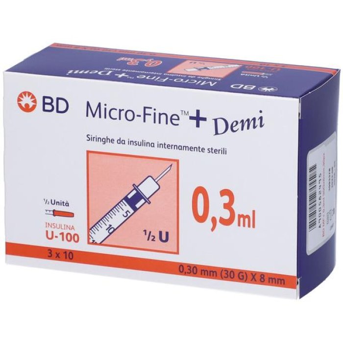 BD Micro-Fine + Demi 0.3 30 siringhe con insulina per glicemia - Corman Spa