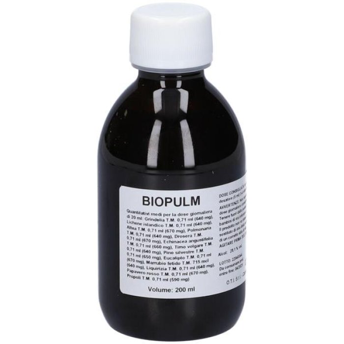 Biopulm sciroppo 200 ml OTI integratore per vie respiratorie con estratti balsamici fluidificanti
