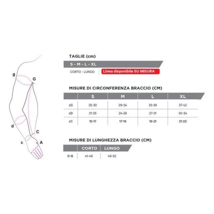 Bracciale elastico medicale a compressione graduata per braccio GloriaMed modello 201 taglia extra large