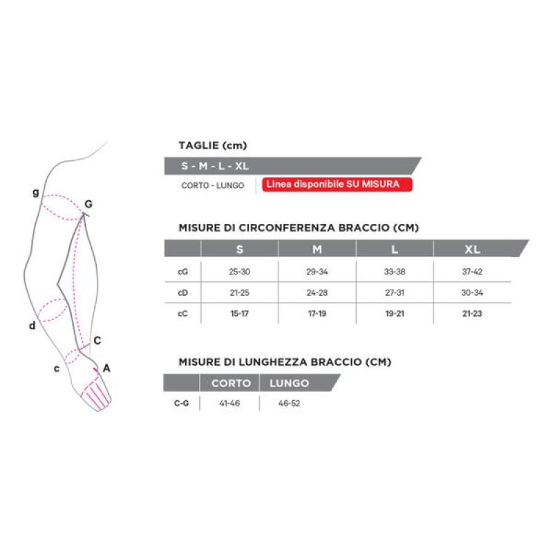 Bracciale elastico medicale a compressione graduata per braccio GloriaMed modello 201 taglia extra large