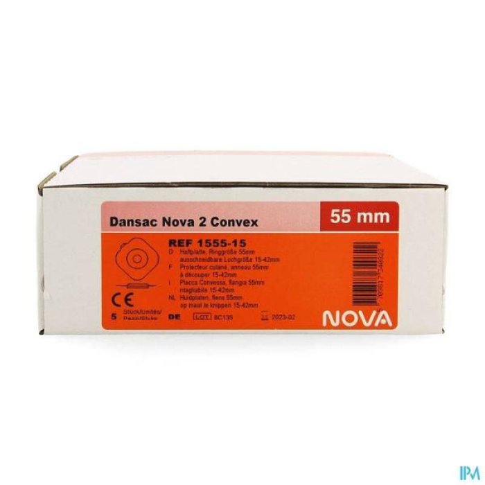 Dansac Nova 2 Placca Convessa per Stomia Flangia 55 Millimetri Foro 15-42 Millimetri