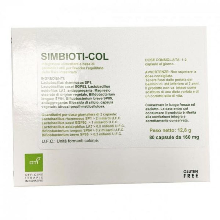 Simbioti Col 80 Capsule Integratore Simbiotico Intestinale per Equilibrio della Flora Batterica e Benessere del Colon Oti