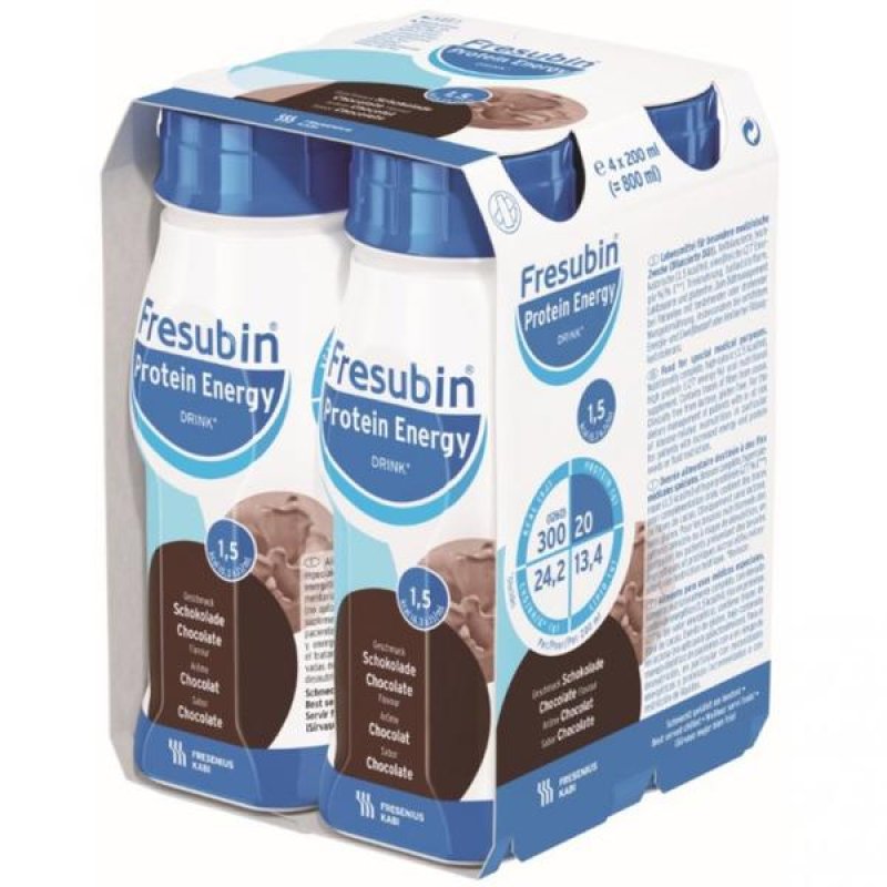 Fresubin Prot Energy Drink Nutrizionale al Cioccolato 4 Pezzi Integratore Iperproteico Ipercalorico