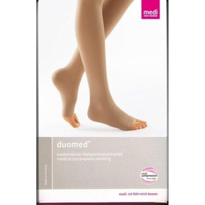 Duomed calze autoreggenti a compressione medicale classe 1 unisex, gambaletto elastico per circolazione e sollievo gambe, taglia L/M colore naturale