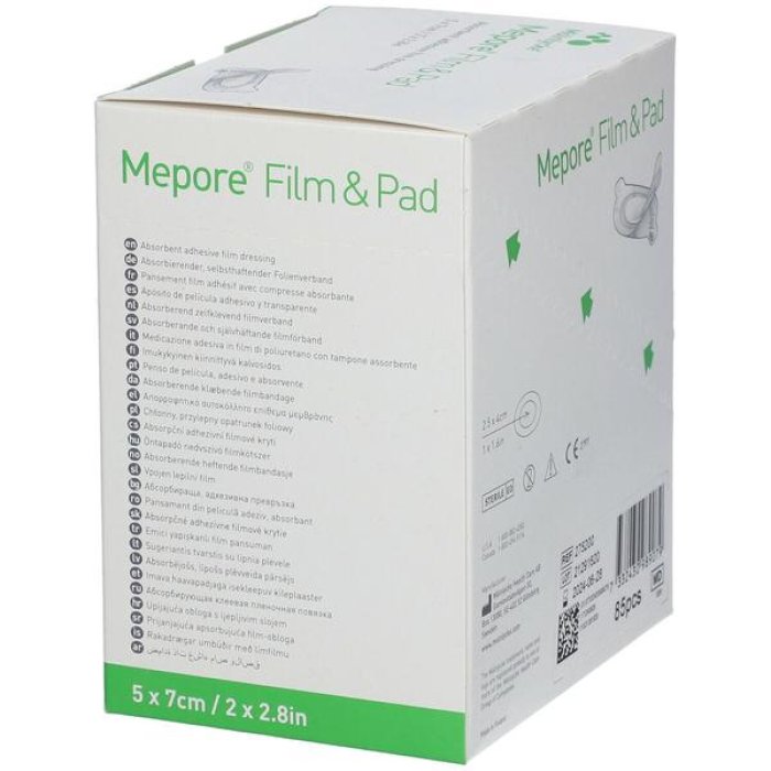 Mepore Film e Pad Medicazione Adesiva Sterile 5x7 cm Cerotto Trasparente Impermeabile con Pad Assorbente