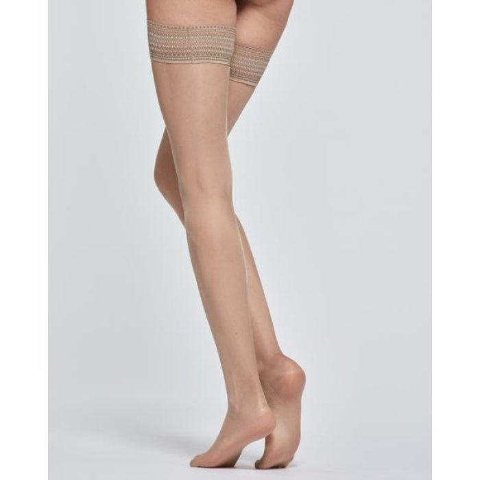 Calze autoreggenti a compressione graduata Medi 14 color naturale taglia 4 per gambe leggere e riposate