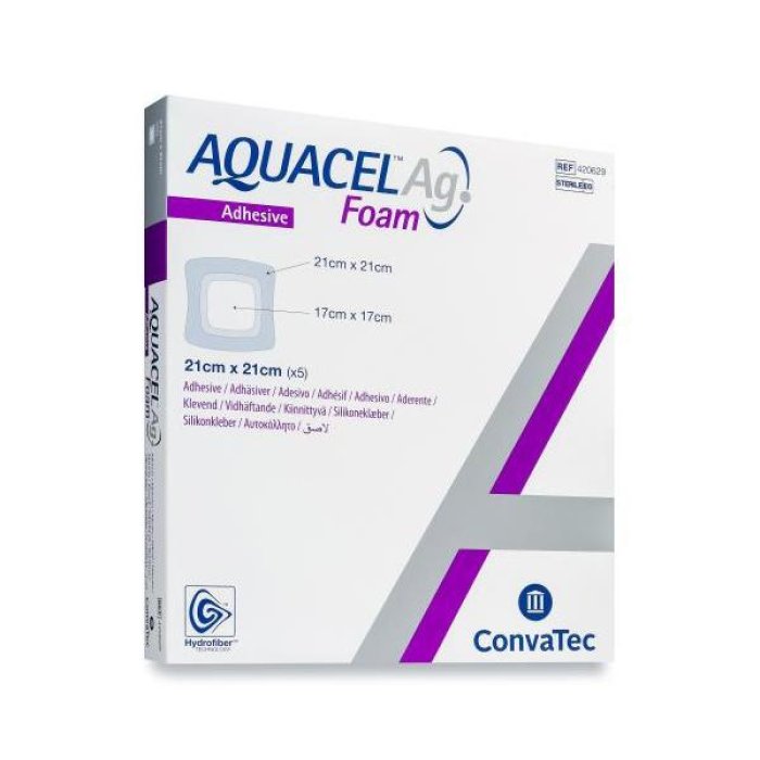 Aquacel Foam medicazione in schiuma adesiva con argento 20 x 14 cm per ferite