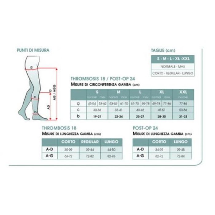 Calza Elastica Antitrombosi Thrombosis 18 Mono per Gamba Sinistra, Dispositivo Medico per Prevenzione della Trombosi Venosa