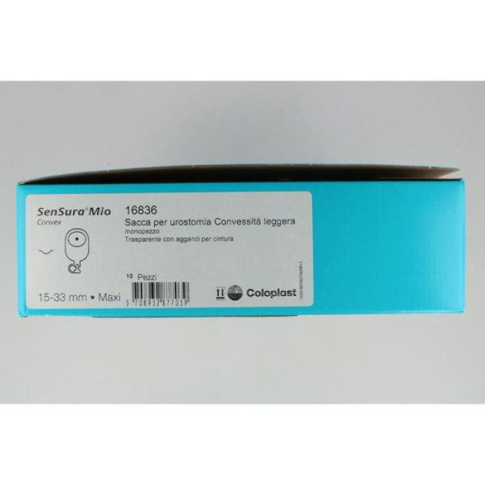 Sacca per urostomia SenSura Mio Maxi trasparente con placca adesiva ritagliabile da 15 a 33 millimetri Coloplast